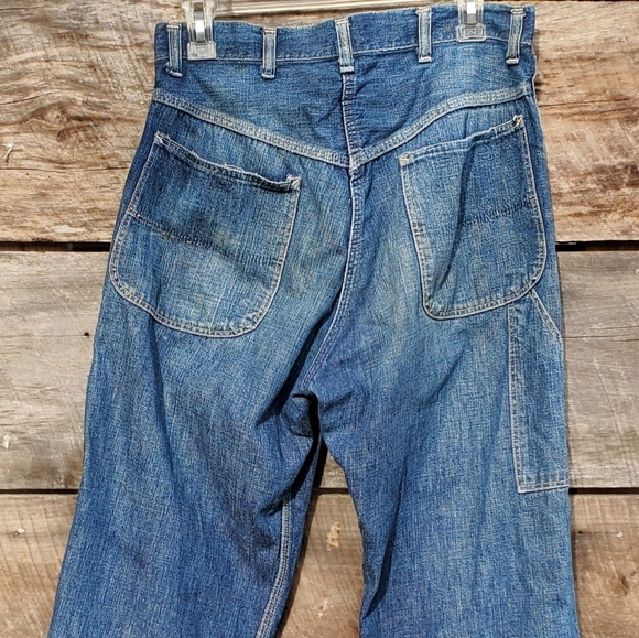 Rare 1950's Vintage Strong Reliable Denim Workwear Blue Jeans 32 - Picture 2 of 9